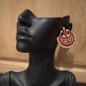 Elegant Red and Gold Statement Earrings